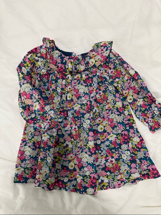 Jacadi Other - Jacadi Paris Girls Floral Ruffle Neck Dress